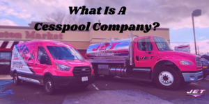 Two cars from Jet Cesspool Service, a cesspool company serving Long Island.